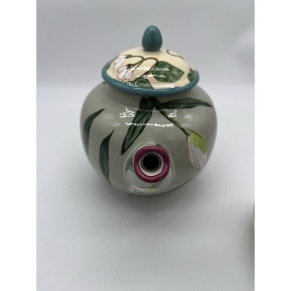 Droll Designs Small Lilly Tea Pot & Creamer Floral Hand Painted Signed - Picture 6 of 10